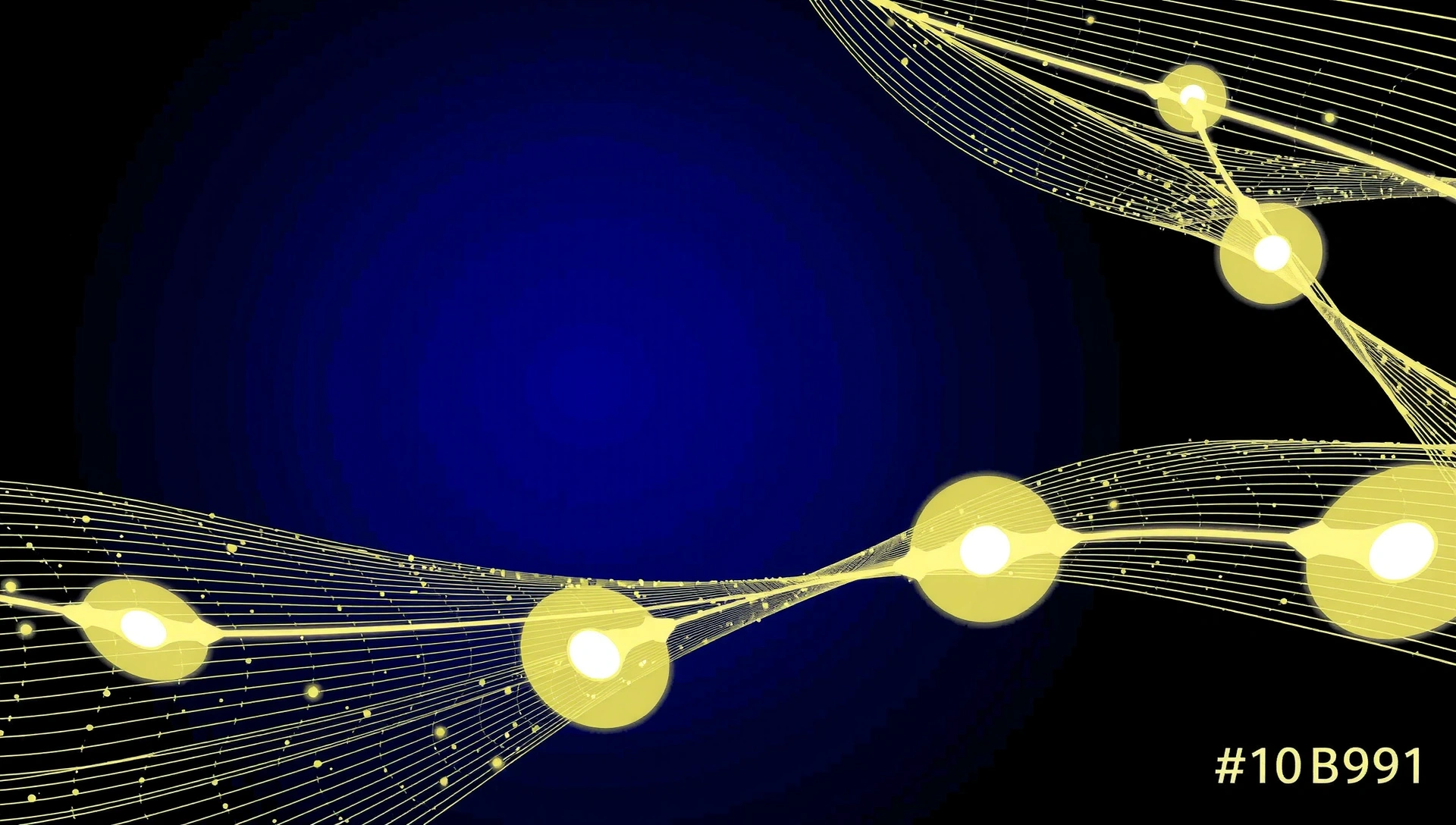 Abstract data processing visualization with flowing lines and glowing nodes